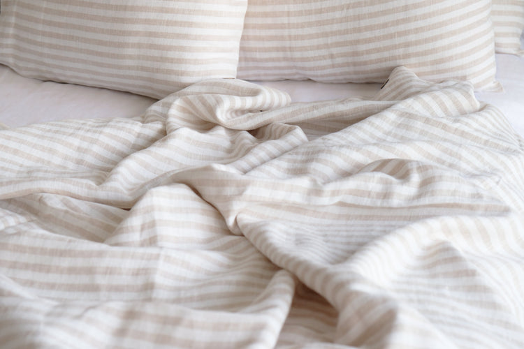 Natural Stripes Linen Bedding