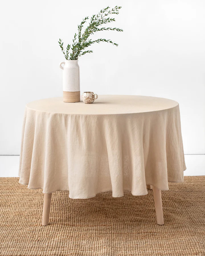 Round Linen Tablecloth 200 CM