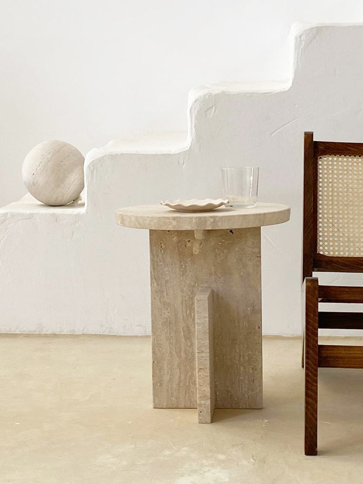 Table d'Appoint en Marbre Travertin - GRECA
