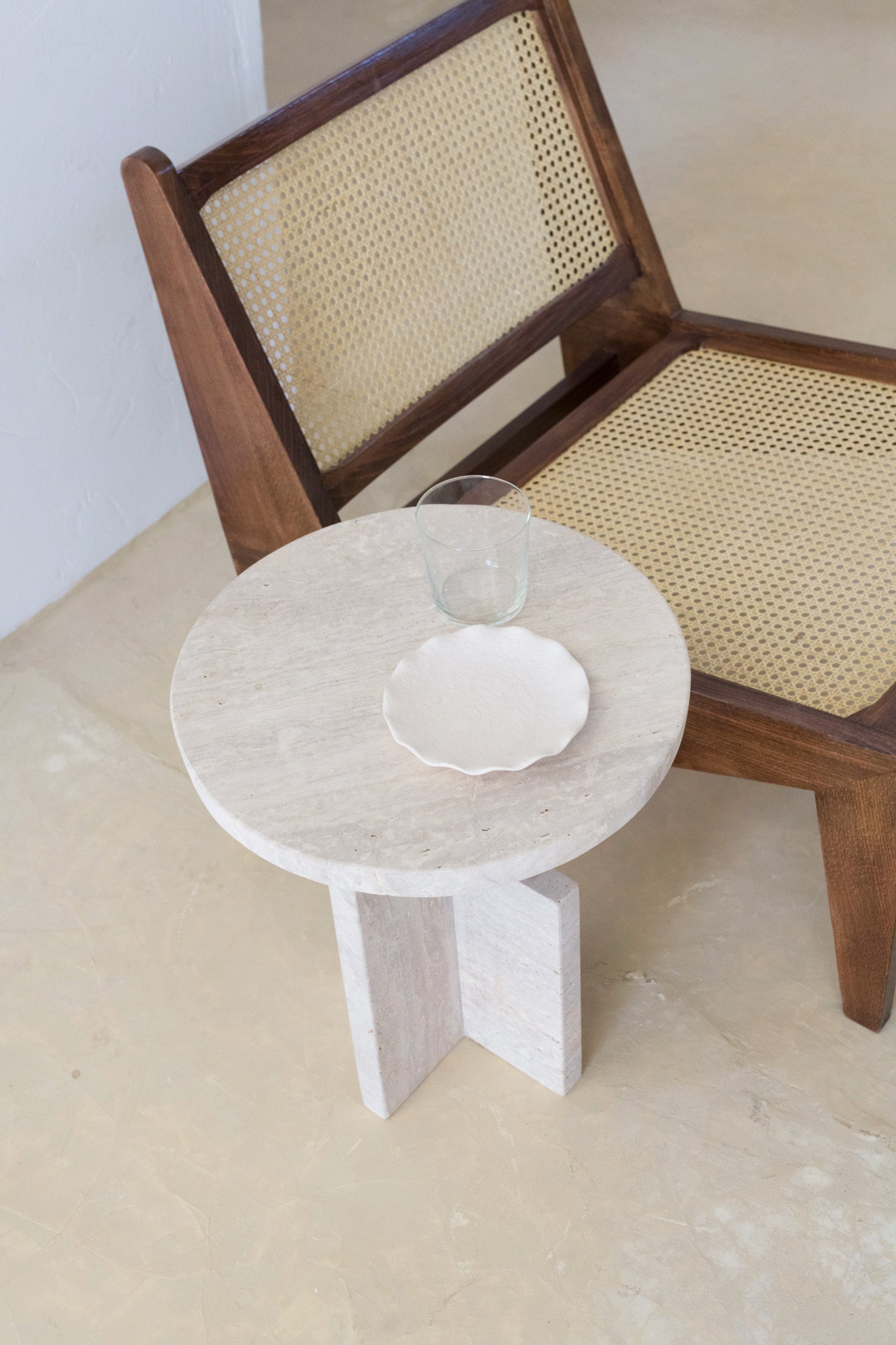 Table d'Appoint en Marbre Travertin - GRECA