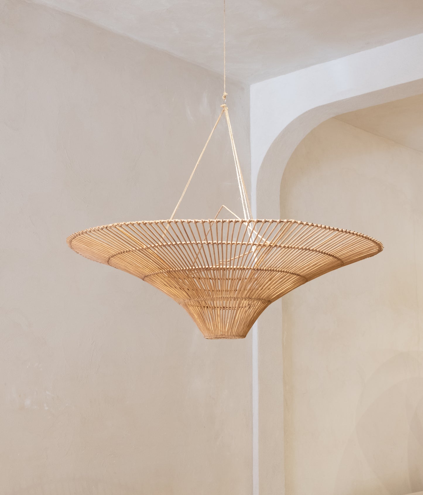 Luminaire Suspendu en Rotin en Forme de Parasol