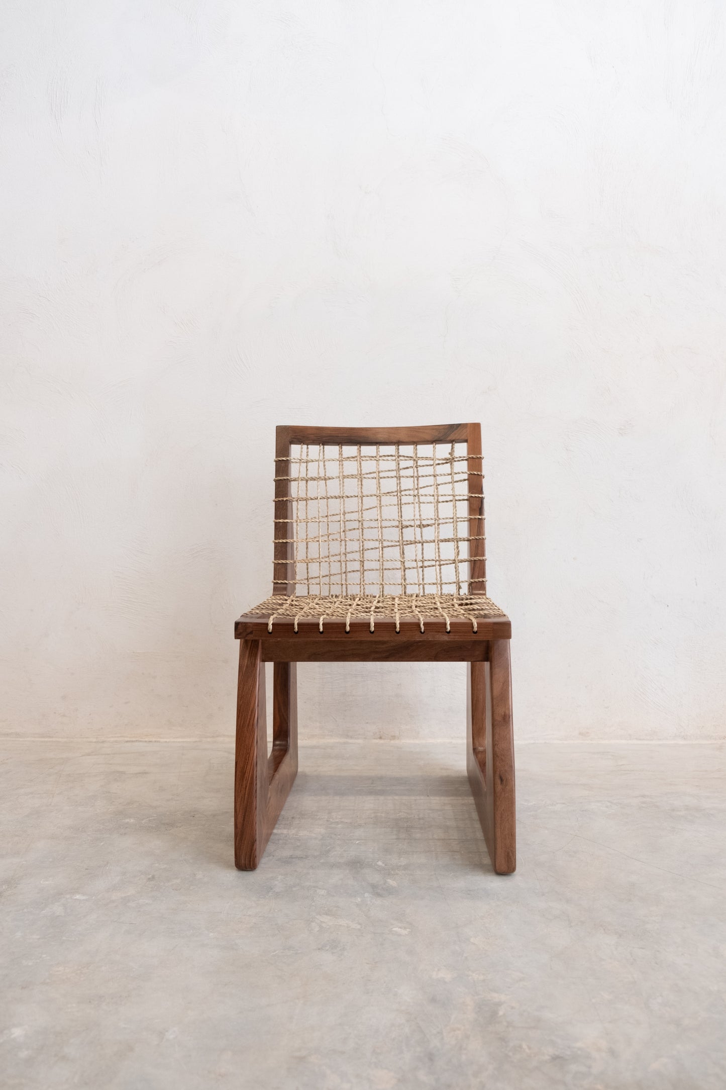 Chaise de Salle à Manger en Noyer et Jonc de Mer