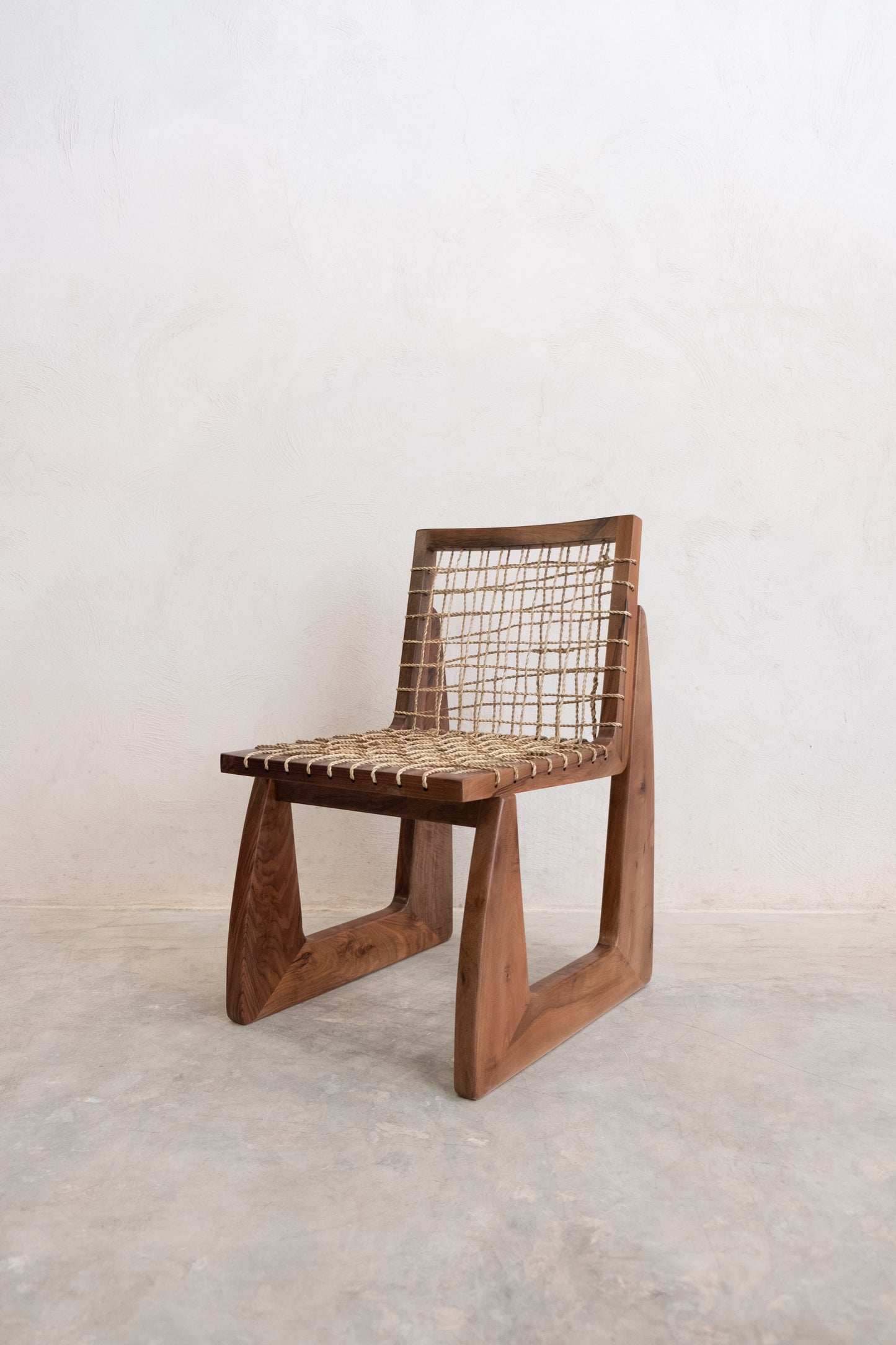 Chaise de Salle à Manger en Noyer et Jonc de Mer