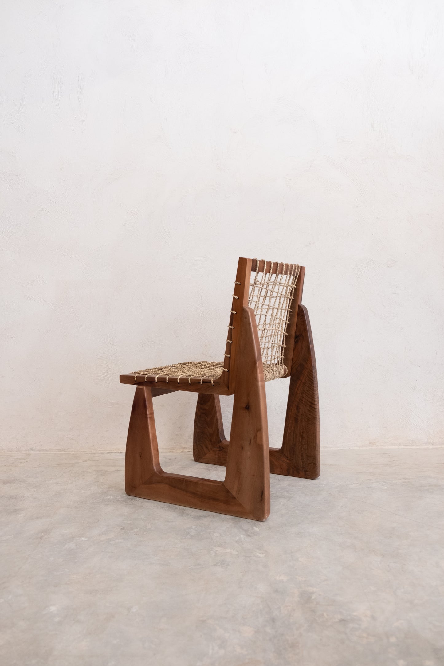 Chaise de Salle à Manger en Noyer et Jonc de Mer